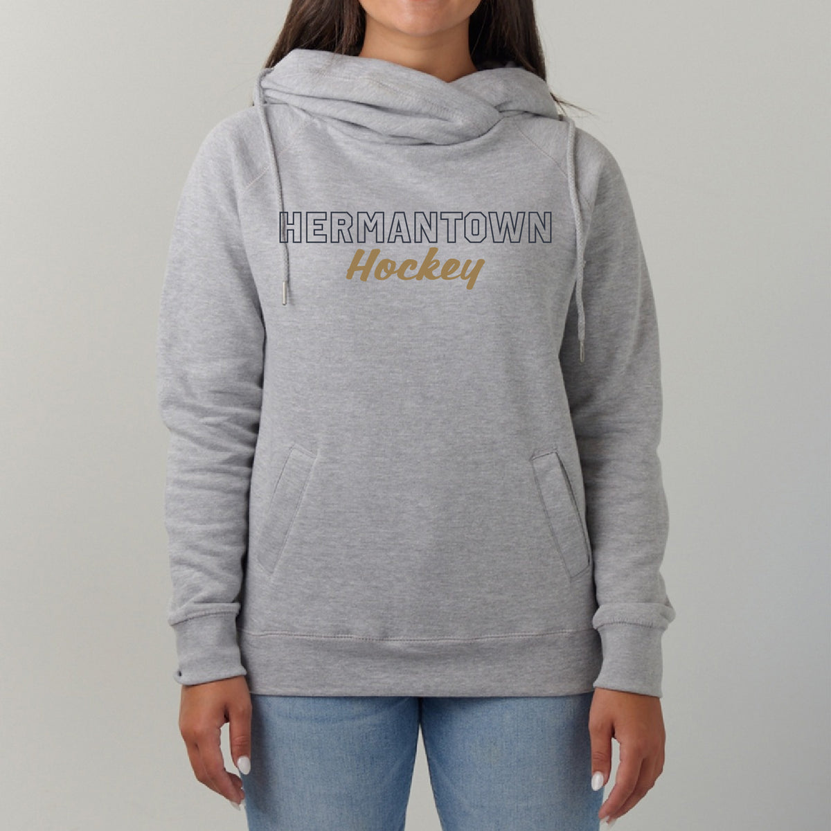 HAHA Script Women's Classic Fleece Funnel Neck Pullover Hoodie