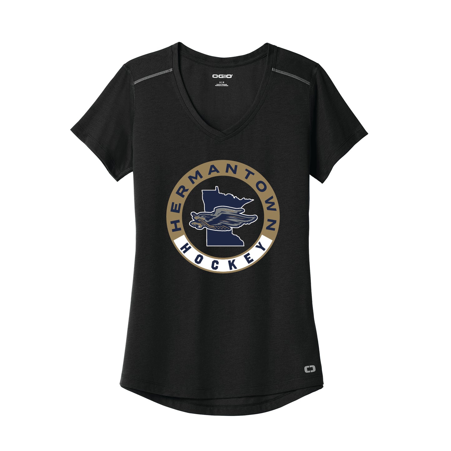 Hermantown Hockey Ladies Peak V-Neck Tee