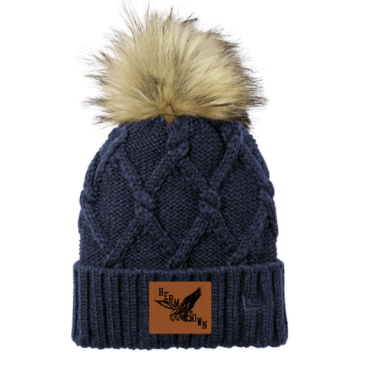 New Retro Faux Fur Pom Beanie