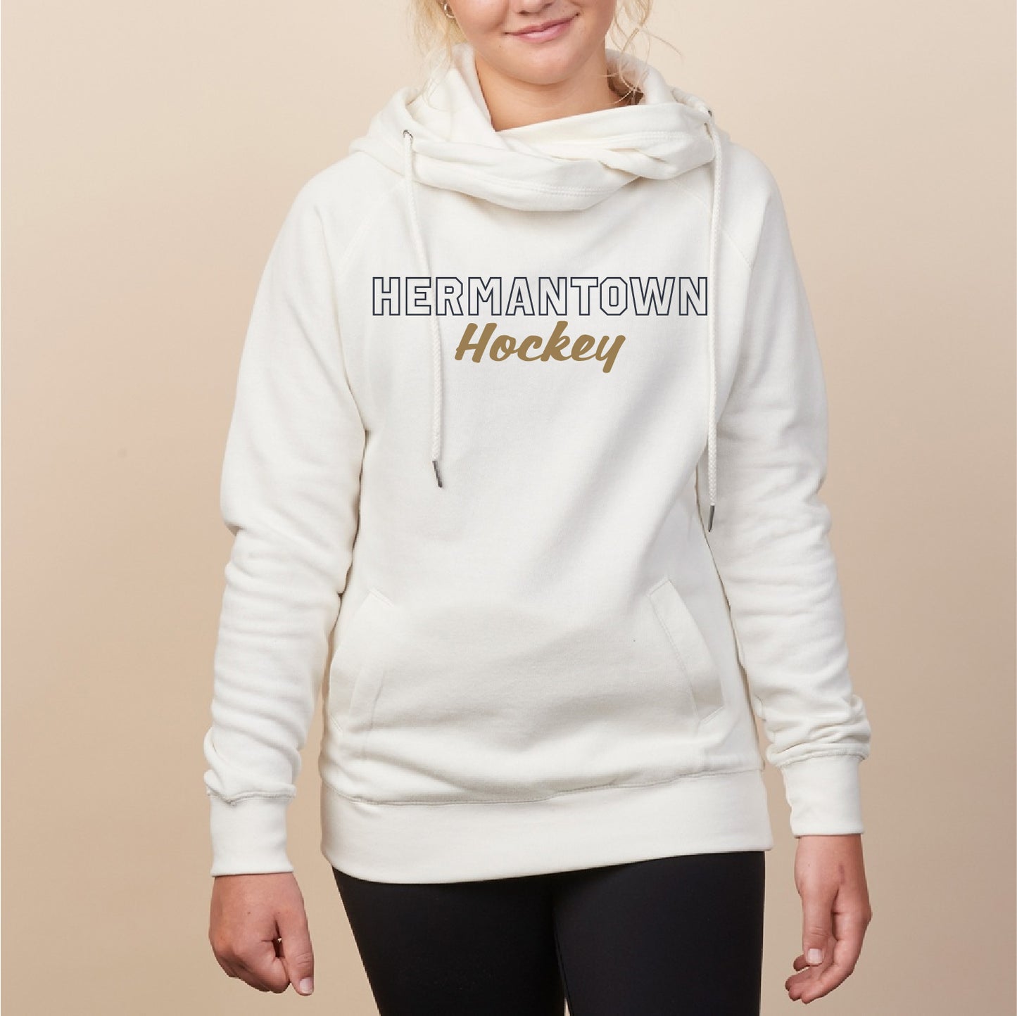 HAHA Script Women's Classic Fleece Flunnel Neck Pullover Hoodie