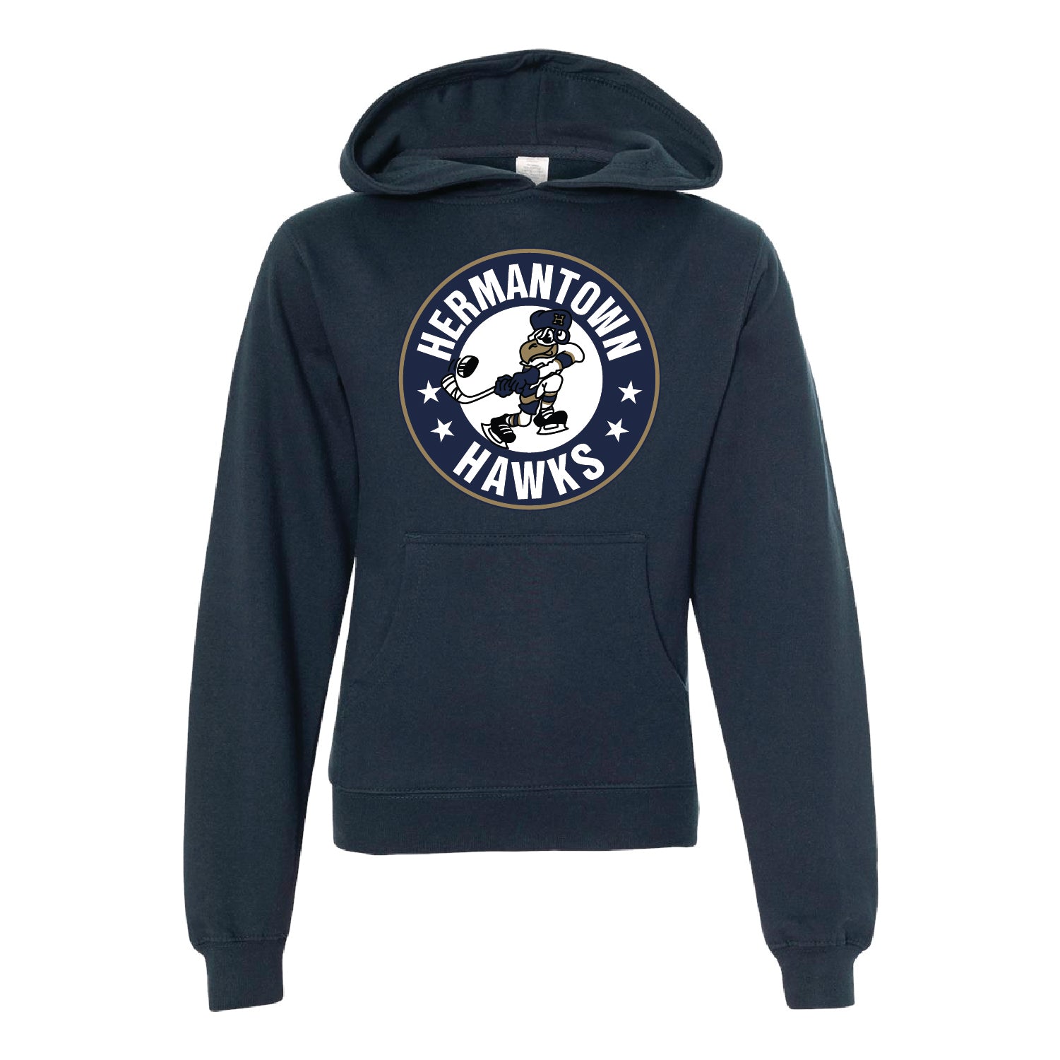 Hermantown Hawks Hockey Navy & Gold Hoodie - Jersey City Screen Printing  and Embroidery